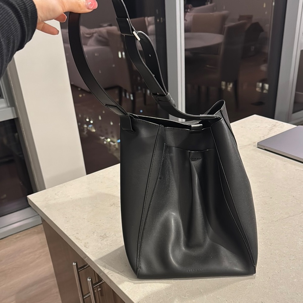 Everlane The Studio Black Leather Tote Bag